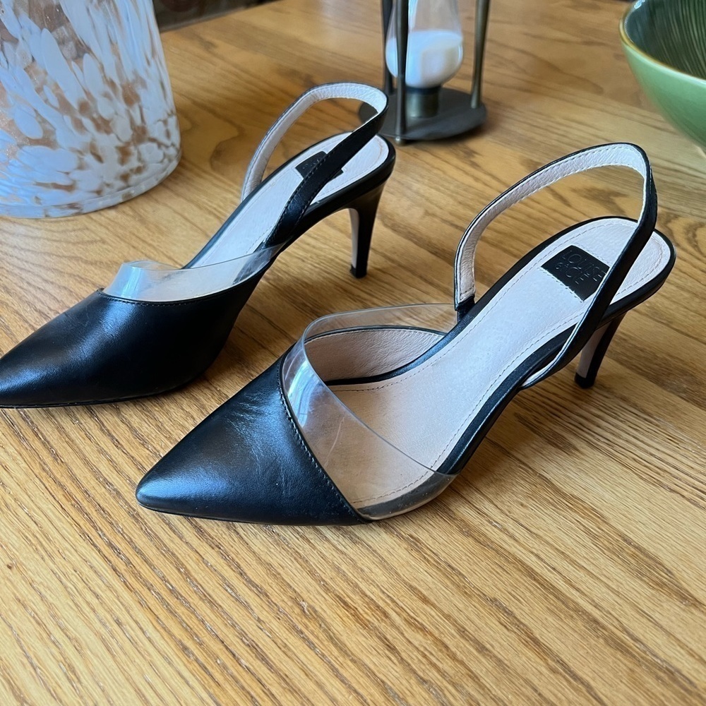 Louise et Cie  Women’s Heels 6 Kareena Black Shoes Pointed Toe Slingback Sandal